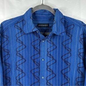 Jhane Barnes Silk Blend Mens Shirt Size XL Blue Button Up Abstract Striped